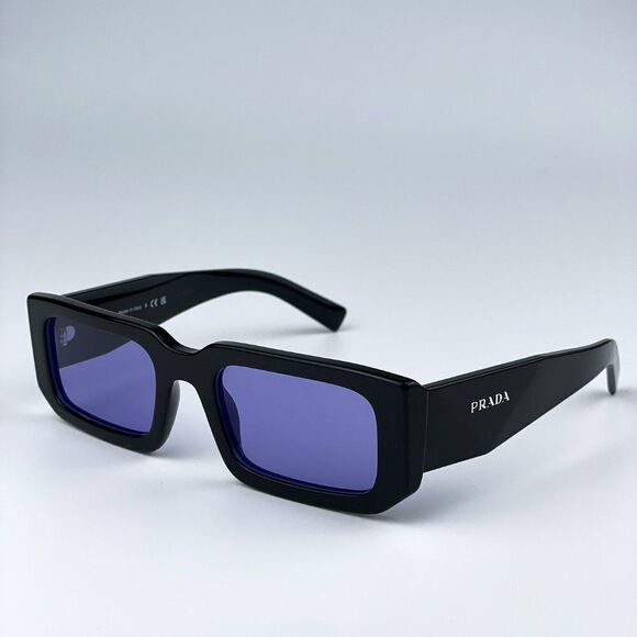 NEW Prada PR06YS 02Z01O Black Blue Rectangle Unisex Sunglasses - Picture 8 of 11